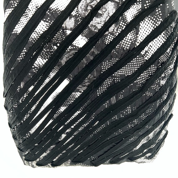 AKIRA Black Label Black/White Abstract Rose Print Strapless Dress w/Ribbon-M - Picture 8 of 12